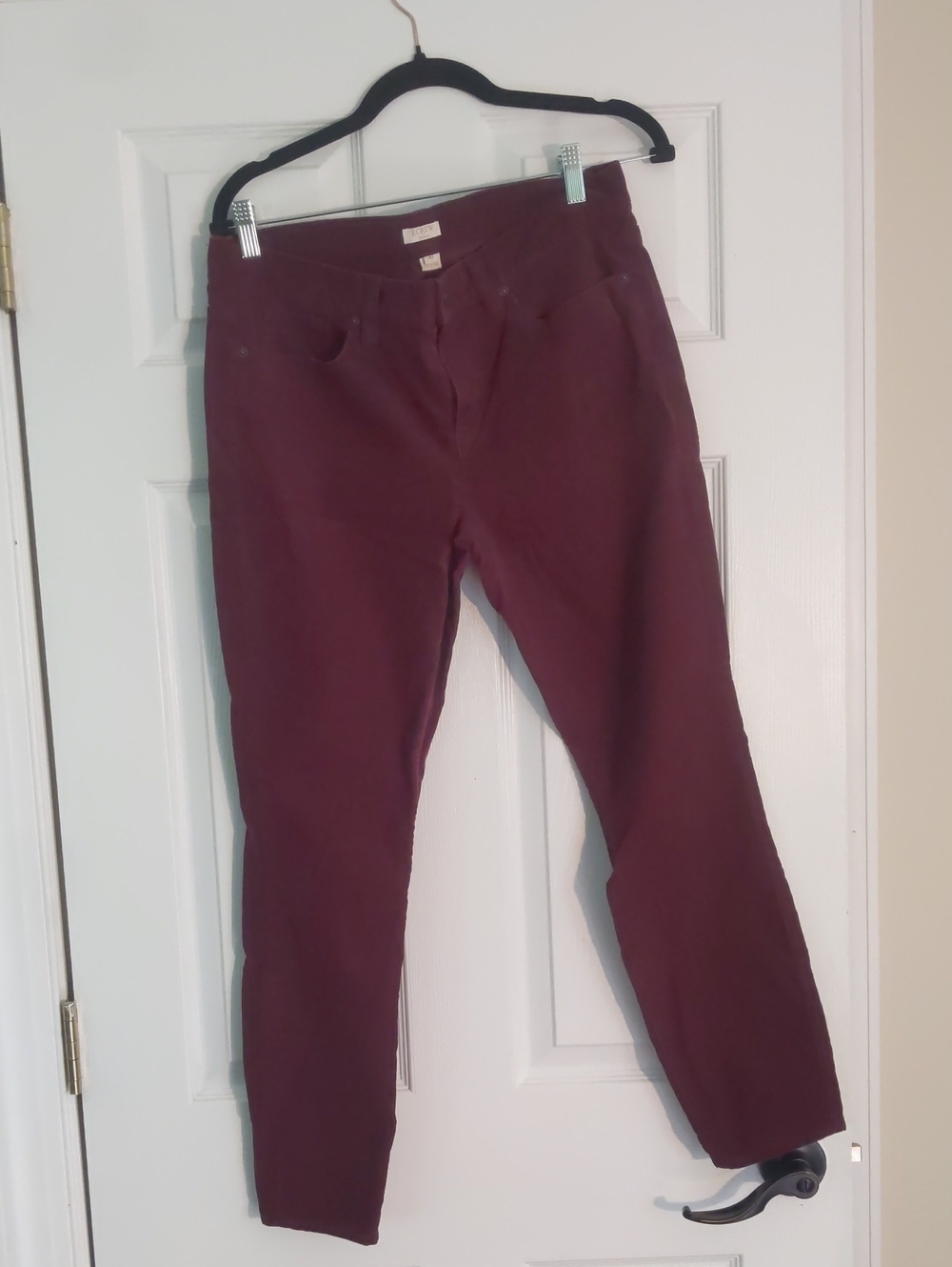 J. CREW Factory Stretch Burgundy Corduroy Pants Size 30
